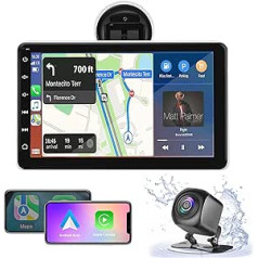 2024. gada Racodiary bezvadu Apple Carplay un Android automašīna, 7 collu HD IPS skārienekrāna pārnēsājams automašīnas radio ar Mirrorlink, Bluetooth, AHD atpakaļskata kamera, AUX/USB/TF priekš