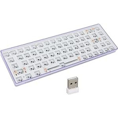 Ciciglow 65% pielāgota spēļu tastatūra, 64 taustiņi, bezvadu, 2,4 G/BT 5.0, modulārs DIY mehāniskās tastatūras komplekts, karstā režīmā maināmi slēdži, Barebone tastatūra (violeta)