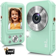 Digitālā kamera, fotokamera Kompaktkamera ar 32 GB karti, FHD 1080P 44 MP ar 16 fachemu Digitalzoom, fotoaparāts Tragbare Minikamera für Jugendliche, Kinder, Studenten (grün)