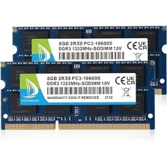 16GB (2x8GB) DDR3 RAM 1333MHz PC3-10600S SODIMM DDR3 bez ECC 204 kontaktu atmiņas jaunināšanas modulis klēpjdatora piezīmjdatora atmiņas komplekts zils