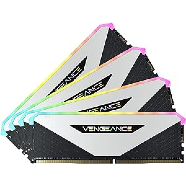 Corsair Vengeance RGB RT 64GB (4 x 16GB) DDR4 3200MHz C16 atmiņa (dinamisks RGB apgaismojums, optimizēts AMD 300/400/500 sērijai, Intel 300/400/500 sērijai) Balts