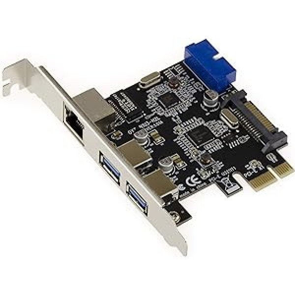 KALEA-INFORMATIQUE USB 3.0 + Gigabit Ethernet Combo PCIe karte. 2 ārējie USB3 porti + 19 kontaktu savienotājs (2 iekšējie USB3 porti)