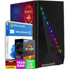 ScreenOn Gaming PC Ryzen 5 5700G • Radeon Vega 8 (2 GB) grafikas karte • 16 GB RAM DDR4 3200 MHz • 512 GB m.2 • Windows 11 Pro • WLAN 300 Mbps • Spēļu PC dators ar 3 gadu garantiju