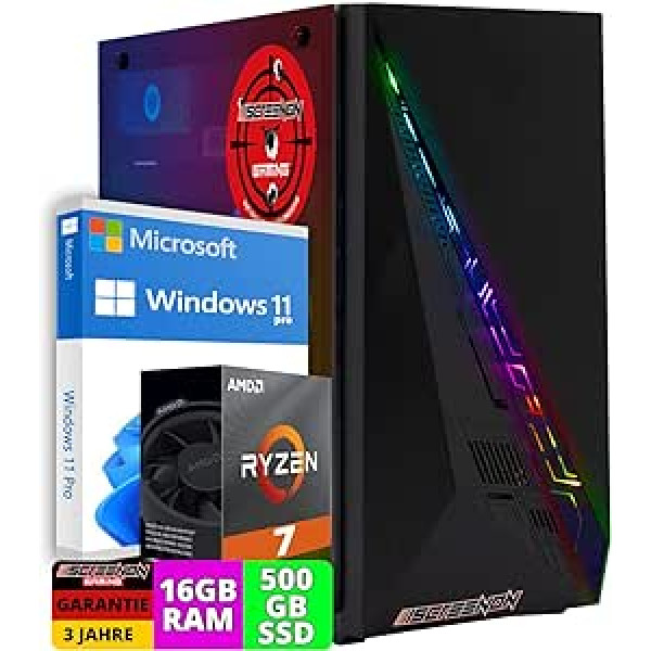 ScreenOn Gaming PC Ryzen 5 5700G • Radeon Vega 8 (2 GB) grafikas karte • 16 GB RAM DDR4 3200 MHz • 512 GB m.2 • Windows 11 Pro • WLAN 300 Mbps • Spēļu PC dators ar 3 gadu garantiju