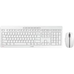 CHERRY STREAM DESKTOP belaidės klaviatūros ir pelės rinkinys, JAV tarptautinis išdėstymas (QWERTY), 2,4 GHz belaidis ryšys, tylus mygtuko paspaudimas, veikiantis baterijomis, balta / pilka