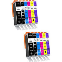 Suteikite Guy 12 XXL spausdintuvo kasetes su lustu, suderinamą su Canon PGI-580 CLI-581, skirtu Pixma TS8100 TS8150 TS8151 TS8152 TS8200 TS8250 TS8251 TS8252 TS83510TS8351TS83510 TS9100