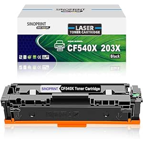 SINOPRINT saderīgs ar HP CF540X 203X 203A CF540A tonera kasetni HP Color Laserjet Pro MFP M281fdn M281fdw M280nw M281cdw Pro M254dn M254dw M254nw printerim (1 Black)