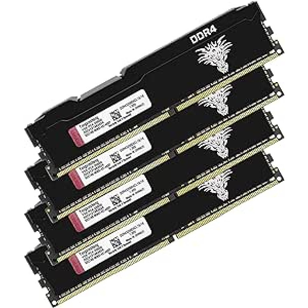 DDR4 3200MHz 64GB komplekts (16GBx4) Galddatora operatīvā atmiņa PC4-25600 UDIMM bez ECC unbuferēta 1,35V 288-Pin CL16 datora datora atmiņas jaunināšanas moduļa atmiņas atbalsts XMP 2.0 automātiskā virstaktēšana (melnā krāsā)