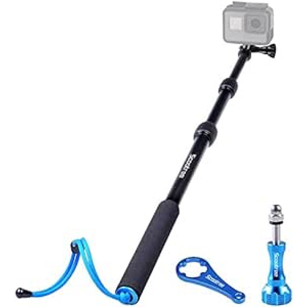 Smatree Teleskopstange Aus Aluminiumlegierung, Kompatibel Mit GoPro Hero 12/11/10/9/8/7/6/5/4/3 Hero Max/Session/Fusion/OSMO Action 3/AKASO/Ricoh Theta/Insta360 Und Andere Action Cam Mit 1/4 Gewinde