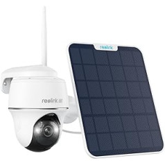 Reolink Argus PT Ultra 4K saules novērošanas kameras āra akumulators + 6 W saules panelis, 2,4 un 5 GHz WiFi, savrupa, saules WLAN kamera āra ar 8MP UHD krāsu nakts redzamību, AI noteikšana, nē