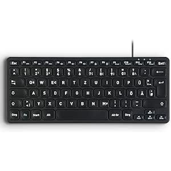 Perixx PERIBOARD-416 DE Wired Mini USB Quiet Keyboard with 4 Hubs, X Type Scissors Button without Clicking Noise, Large Printed Keys, Removable USB-C/A Cable, German QWERTZ