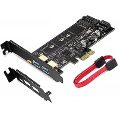 MZHOU PCI-E uz USB 3.0 PCI Express karte, ieskaitot 1 USB C un 2 USB A portus, M.2 SATA III SSD ierīču pievienošanai datoram vai mātesplatei, izmantojot M.2 SATA uz PCIe 3.0 adaptera karti