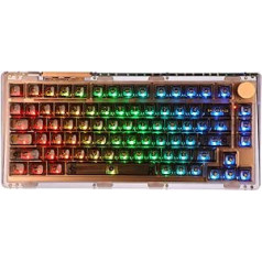 KiiBoom Phantom 81 75% karsta maināma mehāniskā tastatūra, kas uzstādīta uz blīves, BT5.0/2.4GHz/USB-C NKRO bezvadu spēļu tastatūra ar RGB South, 4000mAh akumulators priekš Win/Mac (melns)