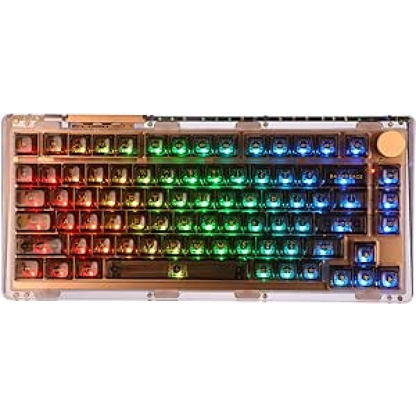 KiiBoom Phantom 81 75% karsta maināma mehāniskā tastatūra, kas uzstādīta uz blīves, BT5.0/2.4GHz/USB-C NKRO bezvadu spēļu tastatūra ar RGB South, 4000mAh akumulators priekš Win/Mac (melns)