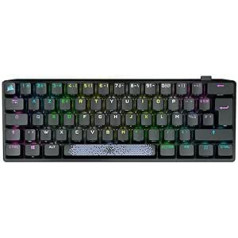 Corsair K70 Pro Mini bezvadu RGB 60% mehāniskā spēļu tastatūra - Cherry MX Red - PBT Dual Shot taustiņu vāciņi - iCUE savietojams - PC, Mac, PS5, PS4, Xbox - QWERTY UK - melns