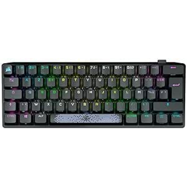 Corsair K70 Pro Mini bezvadu RGB 60% mehāniskā spēļu tastatūra - Cherry MX Red - PBT Dual Shot taustiņu vāciņi - iCUE savietojams - PC, Mac, PS5, PS4, Xbox - QWERTY UK - melns