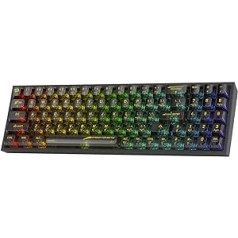 Redragon K628 PRO SE 75% bezvadu RGB spēļu tastatūra ar 3 režīmiem, 78 taustiņiem, pilnībā caurspīdīgu karstās maiņas kompakto mehānisko tastatūru, caurspīdīgu pielāgotu slēdzi