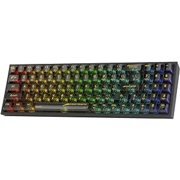 Redragon K628 PRO SE 75% bezvadu RGB spēļu tastatūra ar 3 režīmiem, 78 taustiņiem, pilnībā caurspīdīgu karstās maiņas kompakto mehānisko tastatūru, caurspīdīgu pielāgotu slēdzi