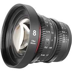 MEKE 8 mm T2.9 lielas apertūras manuālais fokuss Prime 4K Mini Cine objektīvs ar zemu kropļojumu, kas paredzēts Micro Four Thirds M4/3 MFT, saderīgs ar Olympus/Panasonic Lumix kamerām un BMPCC 4K Zcam E2 GH5