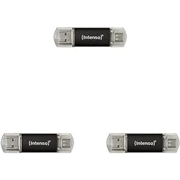 Intenso 3539490 Twist Line 64 GB - Dual USB Stick 3.2 Gen 1x1, USB-C & USB-A, 70 MB/s, Anthracite, Pack of 3