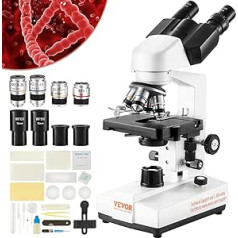 VEVOR binokulārais mikroskops 10X, 25X, saliktais mikroskops, lēcas 4X, 10X, 40X, 100X, laboratorijas atstarotās gaismas binokulārais mikroskops, palielinājums 40-2500, 100-240V laboratorijas mikroskopa kompozīts