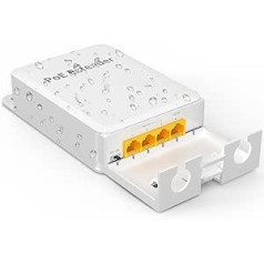 YuanLey Outdoor Gigabit PoE paplašinātājs 1 in 3 Out, 802.3af/at 4 Port PoE Repeater IP66 Ūdensizturīgs, Vlan, pagariniet papildu 100 m (328 ft) enerģijas un datu pārsūtīšanas, montāžas pie sienas, Plug and Play