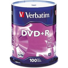 Verbatim DVD+R tukši diski AZO Dye 4,7 GB 16X bezdrukas disks - 100 diski Spindel, Silber