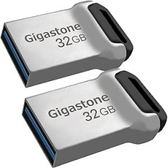 Gigastone Z90 32GB Pack of 2 USB 3.1 Flash Drive, Mini Fit Metal Waterproof Compact Pen Drive, Reliable Performance Thumb Drive, USB 2.0 / USB 3.0 Interface Compatible