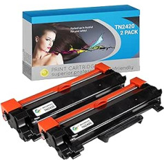 IPA Printservice TN2420 Twin Pack (2 juodos spalvos) – Suderinami dažai, skirti Brother MFC – L2710DW, MFC – L2710DN, HL – L2350DW ir kt. – Toneris TN2420 patikimam spausdinimui