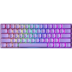 GK61 karstās maiņas mehāniskā spēļu tastatūra — 61 taustiņu daudzkrāsains RGB LED fona apgaismojums PC/Mac atskaņotājiem (Gateron Optical Blue, Lavander)