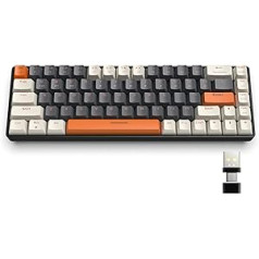 YINDIAO K68 60% bezvadu mehāniskā spēļu tastatūra, Bluetooth 5.0/2.4 GHz, kompakta 68 taustiņu minitastatūra ar divu režīmu uztvērēju, karstās maiņas iespēja, enerģijas taupīšana, zils slēdzis, personālajam datoram (piena kokteilis)