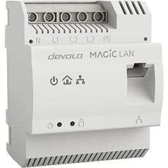 devolo 8550 Powerline Adapter Magic 2 LAN DINrail DIN Rail Adapter up to 2,400 Mbit/s Internet from the Distribution Box, Professional Home Network, Grey