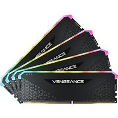 Corsair Vengeance RGB RS 32 GB (4 x 8 GB) DDR4 3600 MHz C18 atmiņa (dinamiskais RGB apgaismojums, AMD TRX40, Intel un AMD 300/400/500 sērijas savietojamība) — melns