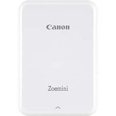 Canon Zoemini Mobile mini fotoprinteris (akumulators, 5 x 7,5 cm fotogrāfijas, bez ZINK drukas tintes, mobilajiem tālruņiem iOS un Android caur Bluetooth, 160 g) balts
