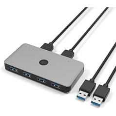 USB 3.0 Switch Wahlschalter, Cateck 2 Computer teilen sich 4 USB Geräte. USB 3.0 Peripherie Umschaltbox, Hub für Drucker, Tastatur, Maus, Scanner, PCs mit Einknopf Umschaltung und USB A an USB A Kabel