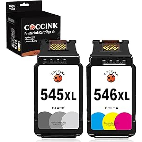 COCCINK PG-545 XL (1 melns) izgatavotu printeru kasetņu nomaiņa Canon 545XL priekš PIXMA MG2450 MG2455 MG2550 MG2555 TS205 TS305 iP2800 iP2850 iP2800 iP2850 iP2850 iP2850 iP29505 MG29505 MG29505 TR4651