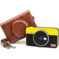 Rieibi Mini Shot 2 Retro PU Leather Protective Case for Kodak C210R Mini Shot 2 Retro 2-in-1 Camera/Portable Instant Printer with Shoulder Strap, brown, Camera case