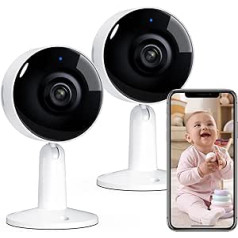 ARENTI iekštelpu WiFi novērošanas kamera, 4MP UHD Vedio, IP mājdzīvnieku kamera ar lietotni, 2,4 GHz suņu kamera, divvirzienu audio, kustības noteikšana, nakts redzamība, saderīgs ar Alexa un Google palīgu, 2 pack.