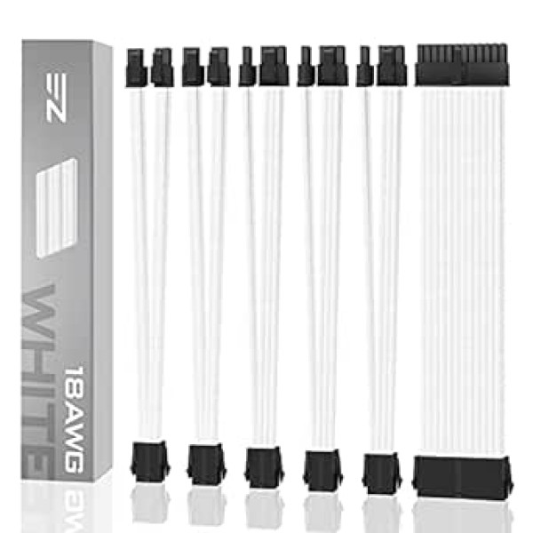 EZDIY-FAB PSU Adapted Mod GPU PC Soft Nylon Braided Extension Cable with Comb Set 24PIN/3X8 Pin to 6+2Pin/2x8 Pin to 4+4PIN-300mm/11.8