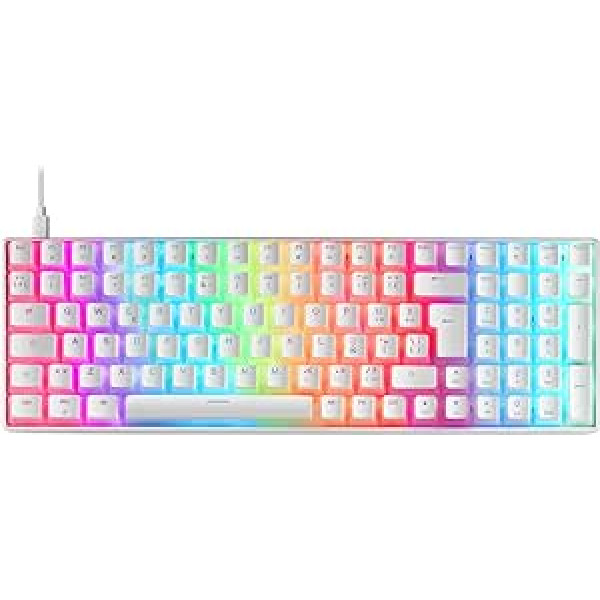 Mars Gaming MKULTRA, mehāniskā tastatūra Balta RGB, kompakta 96%, slēdzis Outemu SQ Red, spāņu-US