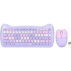 Dpofirs bezvadu tastatūras peles kombinācija, 2,4 G USB, ergonomiska kaķa forma, jauktas krāsas, jauka tastatūra un pilna izmēra pele datoram, galddatoram, personālajam datoram, klēpjdatoram (violeta melanža)