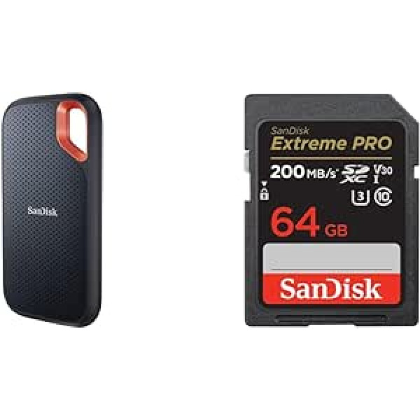 SanDisk Extreme Pro SDXC UHS-I 500 GB atmiņas karte, (V30, 64 MB/s pārsūtīšanas ātrums 200 MB/s, U3, 4K UHD video, SanDisk QuickFlow tehnoloģija, izturīgs pret temperatūru), melns