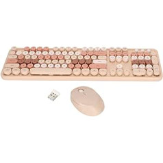 Belaidė klaviatūros pelė 104 klavišų Ergonomiška Punk apvali klaviatūra USB klaviatūra Belaidė pelė Nuimami klavišų dangteliai (mišri pieno arbatos spalvos mišri spalva)