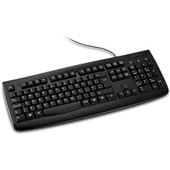 Kensington Pro Fit mazgājama vadu tastatūra personālajam datoram ar USB portu un ciparu tastatūru, kas ir saderīga ar Windows un Apple standarta izmēra melna