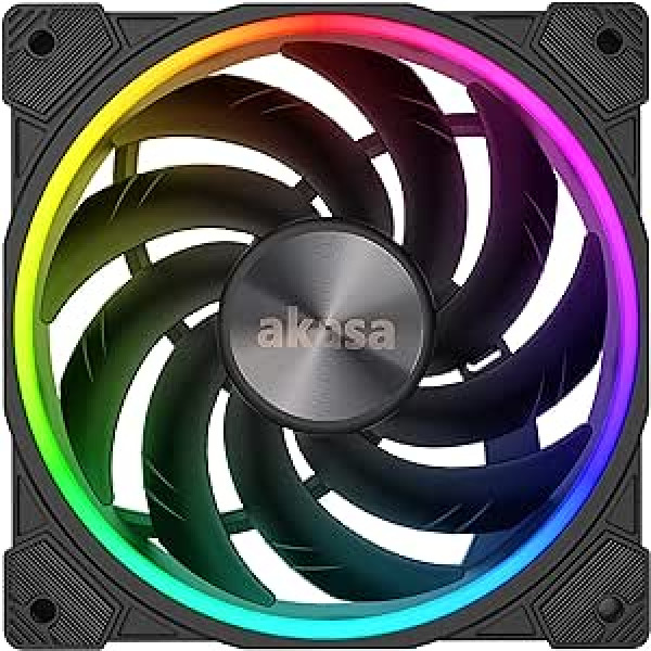 Akasa SOHO AR14, 140 mm adresējams RGB datora ventilators, PWM ventilators, līdz 1800 apgr./min., 5 V 3 pin ARGB gaismas diodes, kluss ventilators datoru korpusiem, CPU dzesētājs un radiators, AK-FN119