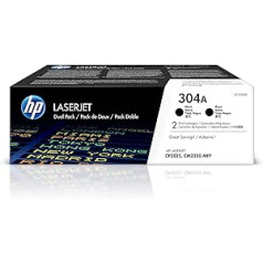 HP oriģinālās CC530A divu iepakojumu krāsu LaserJet melnās lāzera tonera kasetnes (2 pakojumā)