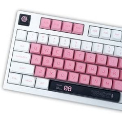 Rozā, balti PBT Mecha taustiņu vāciņi 138 taustiņu XDA profila pielāgoti glīti krāsu sublimācijas tastatūras taustiņu uzgaļi, kas paredzēti Cherry MX Gateron Kailh Switches mehāniskajām tastatūrām