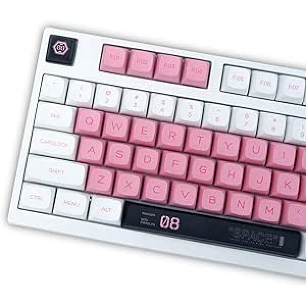 Pink White PBT Mecha Keycaps 138 Keys XDA Profile Custom Cute Dye Sublimation Keyboard Keycaps Set for Cherry MX Gateron Kailh Switches Mechanical Keyboards