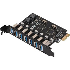 7 portu PCIE uz USB 3.0 paplašināšanas karte, iekšējais 5Gbps liela ātruma USB3 centrmezgla pārveidotājs galddatora resursdatora kartei, atbalsta Win10/8/7/XP