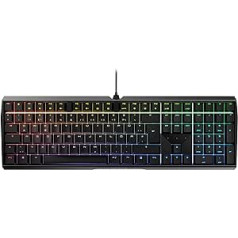 CHERRY MX BOARD 3.0 S mehāniskā spēļu tastatūra ar RGB apgaismojumu, vācu izkārtojums (QWERTZ), vadu, izturīgs alumīnija korpuss, MX Silent Red slēdži, melns